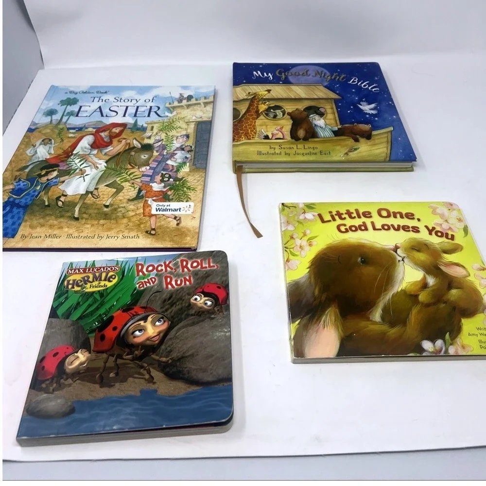 Lot 4 Christian Kids Books Bible Easter Max Lucado Hermie God Loves You Jesus
